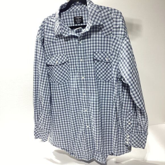 Lakin McKey Trading Co By Key Long Sleeve Blue Plaid Pearl Snap Shirt 2XLR - Picture 1 of 12